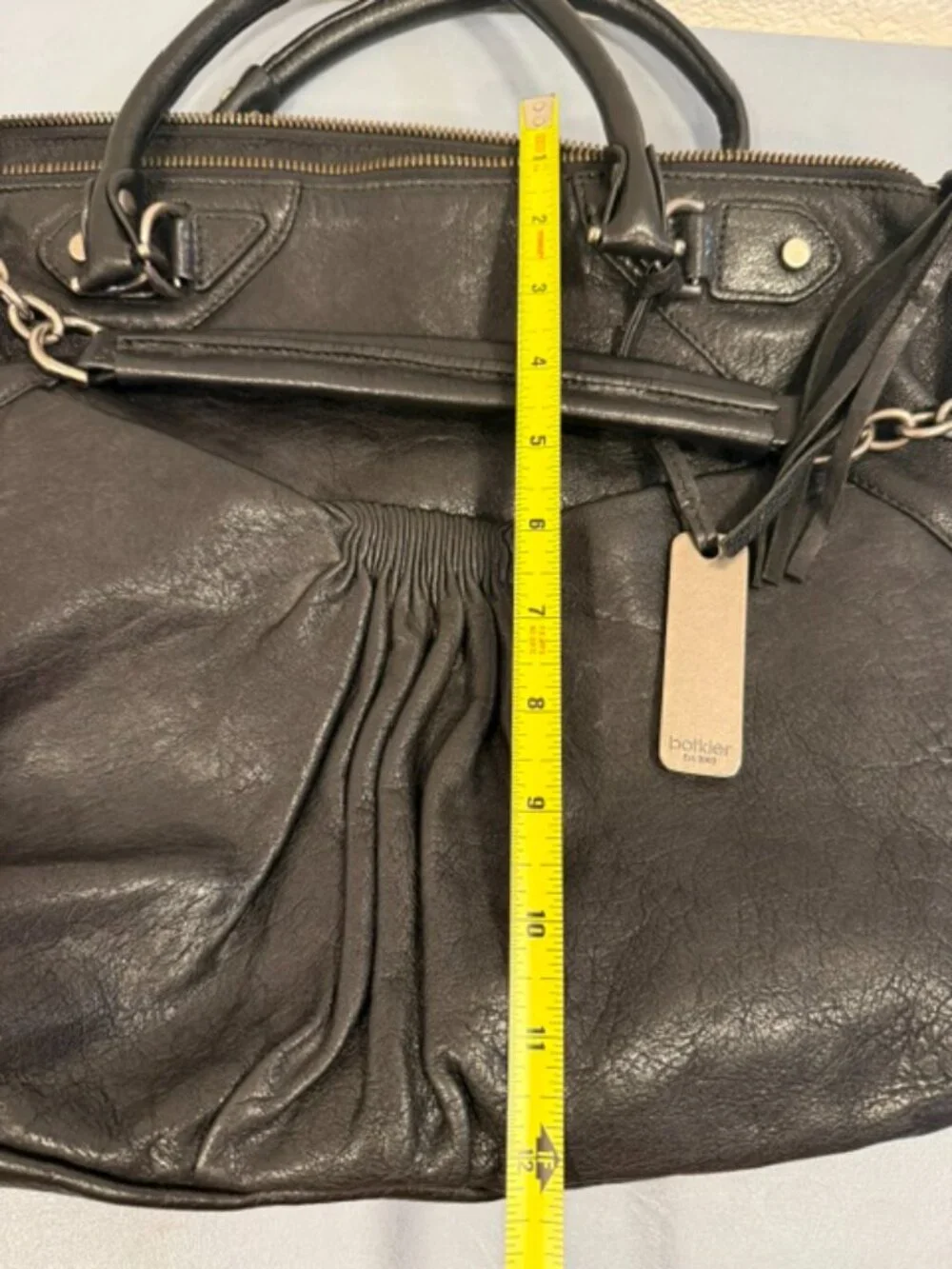 Botkier No. 13 NY Black Leather Chain Satchel Shoulder Bag Y2K